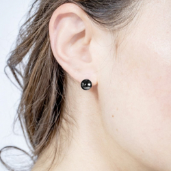 Boucles d'oreilles femme puces edora acier et céramique noire facettée - puces - edora - 1
