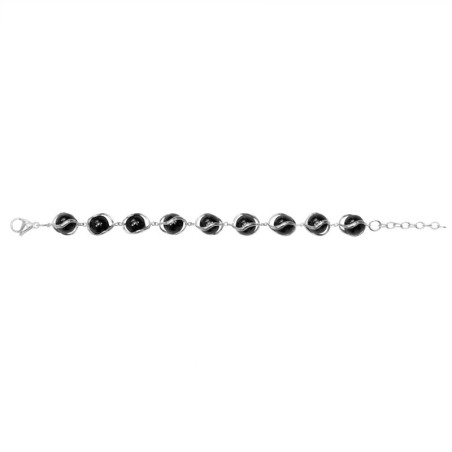Bracelet femme edora acier et boules céramiques noires – bracelets acier
