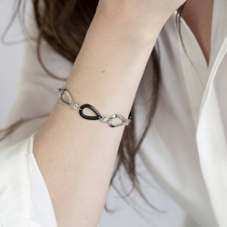 Bracelet femme gouttes edora acier et céramique noire - bracelets-acier - edora - 3