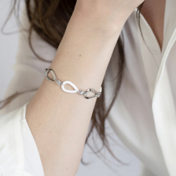 Bracelet femme gouttes edora acier et céramique blanche - bracelets-acier - edora - 3