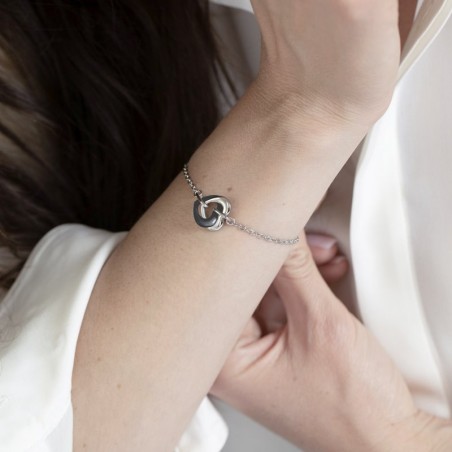 Bracelet femme coeurs edora acier et céramique noire – bracelets acier