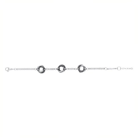 Bracelet femme cercles edora acier et céramique noire – bracelets acier