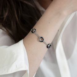 Bracelet femme cercles edora acier et céramique noire - bracelets-acier - edora - 3