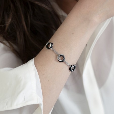 Bracelet femme cercles edora acier et céramique noire – bracelets acier