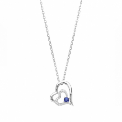 Collier femme coeurs argent 925/1000 et spinelle bleue - plus-de-colliers-femmes - edora - 0
