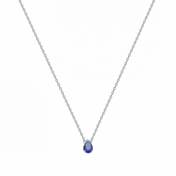 Collier femme solitaire argent 925/1000 et spinelle bleue - plus-de-colliers-femmes - edora - 0