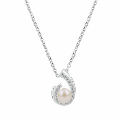 Collier femme perle argent 925/1000 et oxydes - plus-de-colliers-femmes - edora - 0