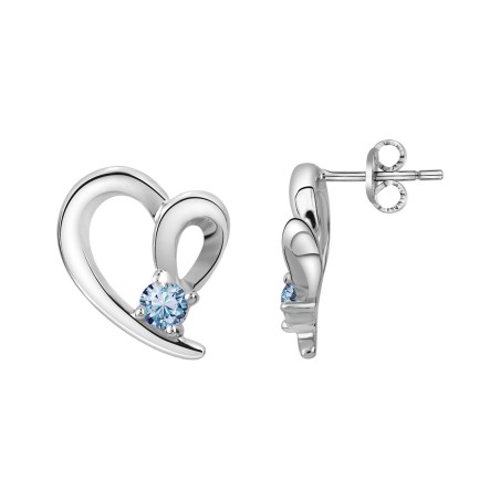 Boucles d'oreilles femme puces coeurs argent 925/1000 et spinelles bleues – puces
