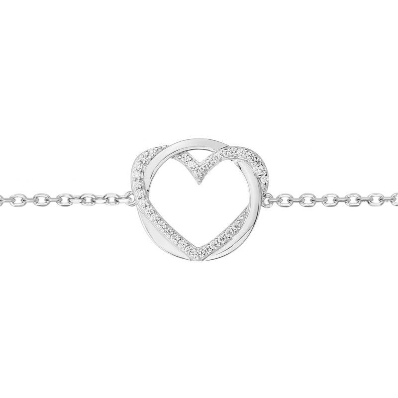 Bracelet femme coeur argent 925/1000 et oxydes plusdebracelets