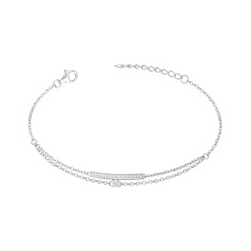 Bracelet femme chaîne double argent 925/1000 et oxydes - plus-de-bracelets- femmes - edora