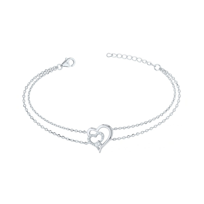 Bracelet femme coeur edora argent 925/1000 et oxydes - plus-de