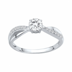 Bague femme solitaire accompagné argent 925/1000 et oxydes edo70100130 - bagues-femmes - edora - 0