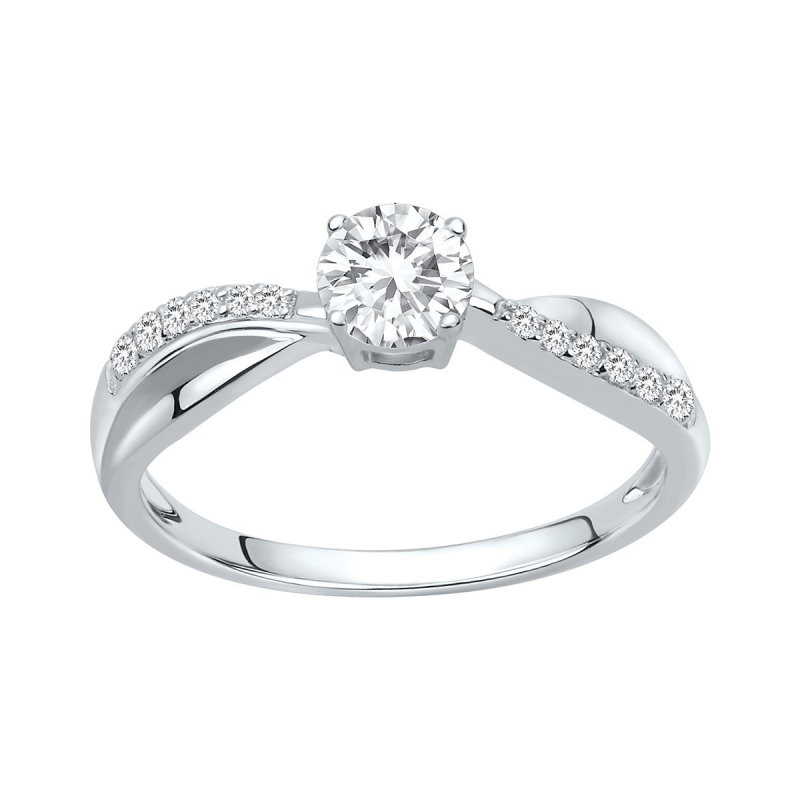 Bague femme solitaire accompagné argent 925/1000 et oxydes edo70100130 - bagues-femmes - edora