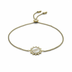Bracelet femme chaîne fossil acier doré et nacre - bracelets-acier - edora - 0