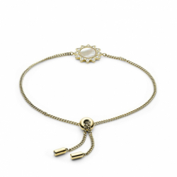 Bracelet femme chaîne fossil acier doré et nacre - bracelets-acier - edora - 1