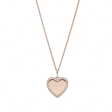 Collier femme coeur fossil acier doré rose et oxydes – colliers acier