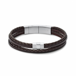 Bracelet homme fossil  casual cuir tressé - plus-de-bracelets-hommes - edora - 0