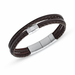 Bracelet homme fossil  casual cuir tressé - plus-de-bracelets-hommes - edora - 1