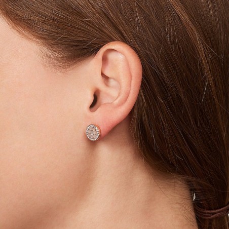 Boucles d'oreilles femme puces fossil acier doré rose – puces