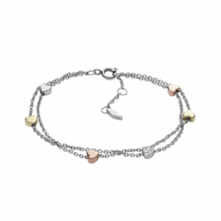 Bracelet Femme double chaîne cœur Fossil Acier