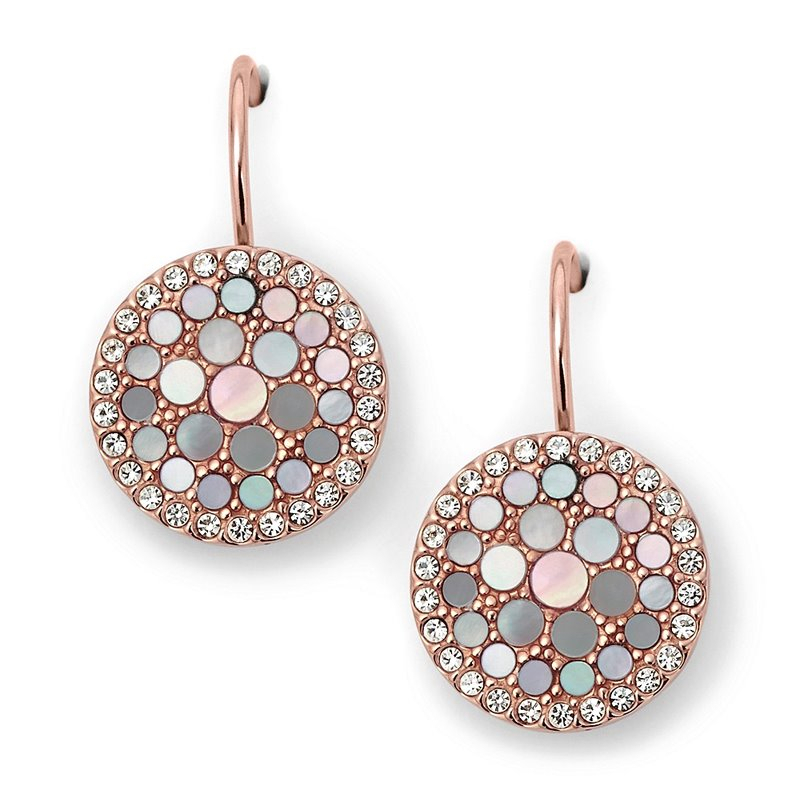 Boucles d'oreilles perceuse disque + barre métal rose gold x2 - Un