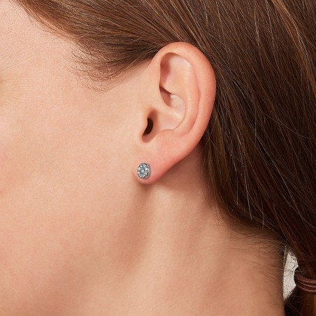 Boucles d'oreilles femme fossil disques argentés – puces