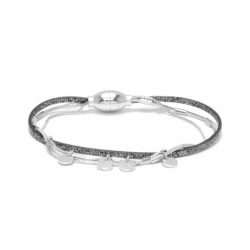 Bracelet femme rosalie argent sparkling flowers for zoe cuir et métal argenté - bracelets-fantaisie - edora - 0