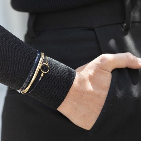 Bracelet Femme Nolita FLOWERS FOR ZOE Cuir Vernis marine