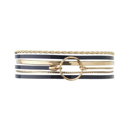 Bracelet femme nolita flowers for zoe cuir vernis marine – bracelets fantaisie
