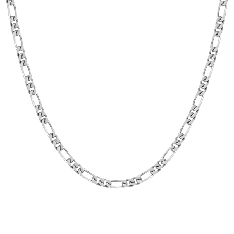 Collier Chaîne ARGENT 925/1000 Figaro diamantée 4 mm