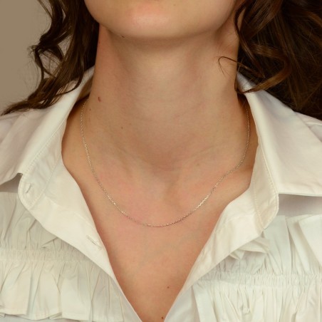 Collier chaîne  argent 925/1000 forçat diamantée 1.30 mm – chaines