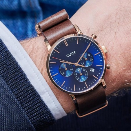 Montre homme cluse aravis chrono nato leather – analogiques