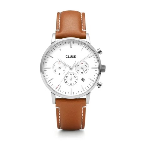 Montre homme cluse aravis chrono leather silver – analogiques