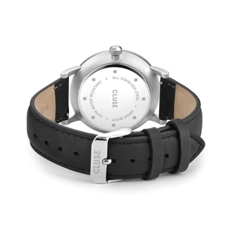 Montre homme cluse aravis leather silver black – analogiques