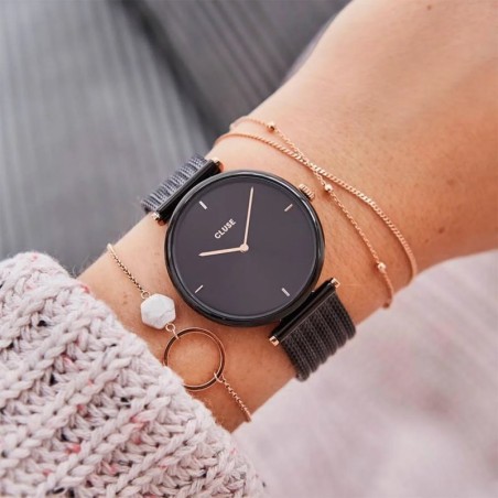 Montre femme cluse triomphe mesh black – analogiques