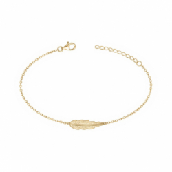 Bracelet femme plume plaque or jaune - bracelets-plaque-or - edora - 0