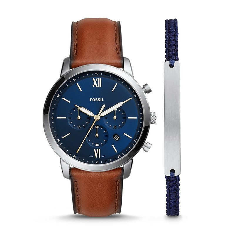 Montre Homme Fossil Neutra Chronographe acier couleur argent et bleu pour  HOMME