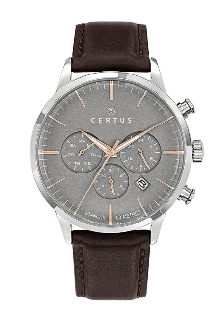 Montre homme chronographe certus cuir brun – chronographes