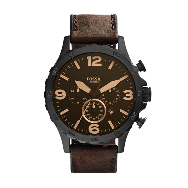 Montre homme FOSSIL NATE chronographe Cuir Brun