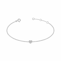 Bracelet Femme Coeur OR 375/1000 Blanc et Diamants