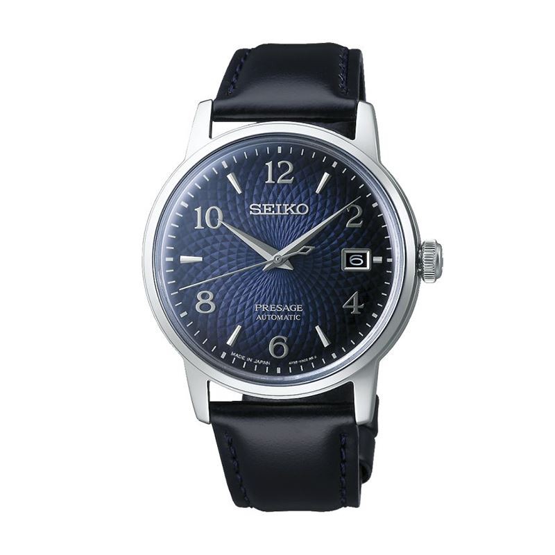 Montre homme automatique seiko presage cocktail cuir noir - automatiques - edora
