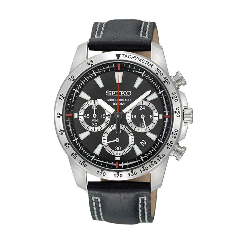 Seiko 5 Sports SNZG09K1-LS14 en cuir noir automatique bracelet montre homme  France