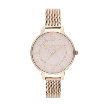 Montre femme olivia burton wonderland acier doré rose – analogiques