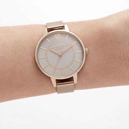 Montre femme olivia burton wonderland acier doré rose – analogiques