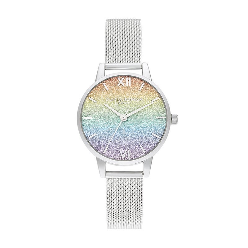 Montre femme olivia burton arc en ciel acier argenté - analogiques - edora