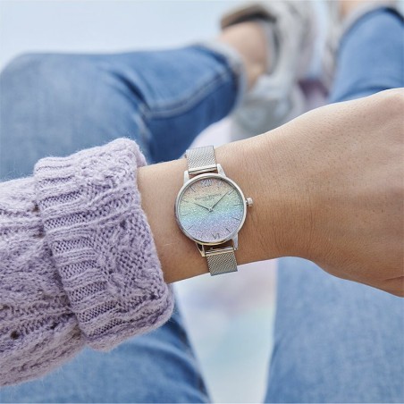 Montre femme olivia burton arc en ciel acier argenté – analogiques