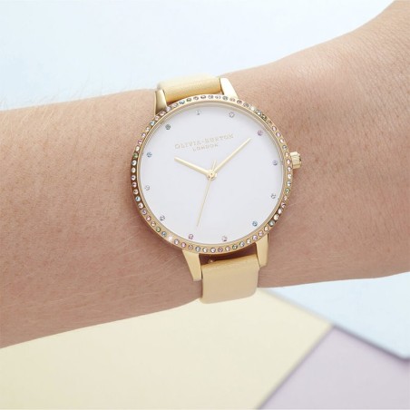 Montre femme olivia burton soleil cuir jaune – analogiques