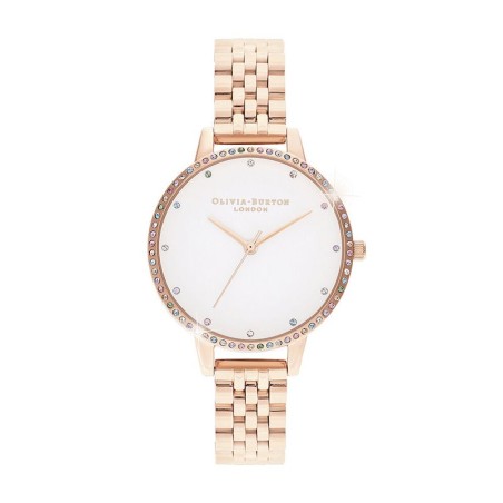 Montre femme olivia burton cristaux acier doré rose – analogiques