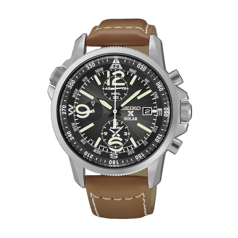 Montre homme solaire seiko prospex cuir marron - solaires - edora