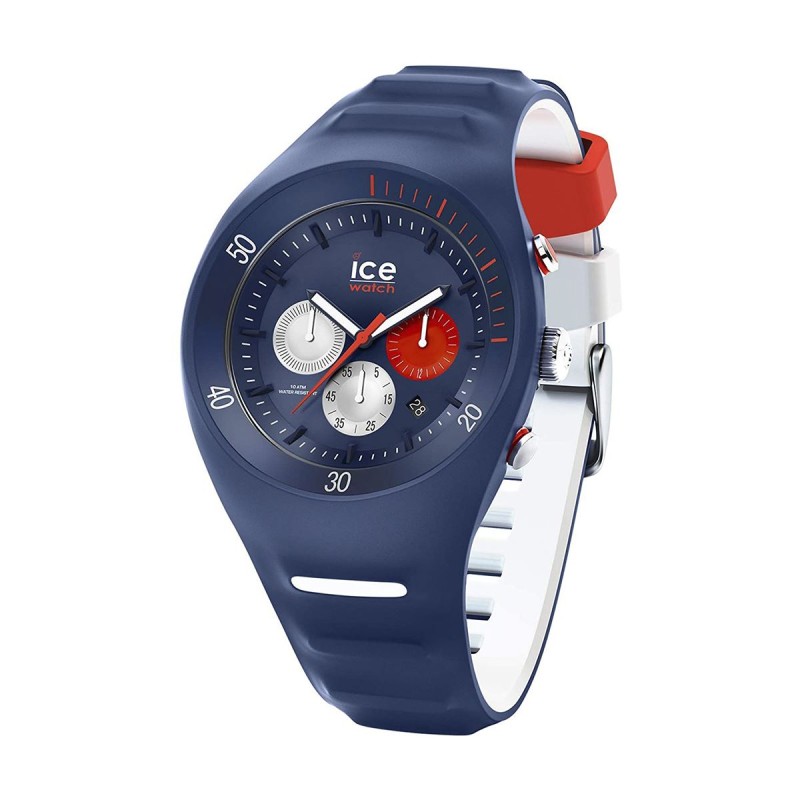 Montre homme chronographe ice watch pierre leclercq silicone bleu et blanc  - chronographes - edora